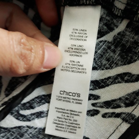 Chico's Medium Zebra Foiled Linen Blend Vest Black White Animal Print Festival - Picture 7 of 8